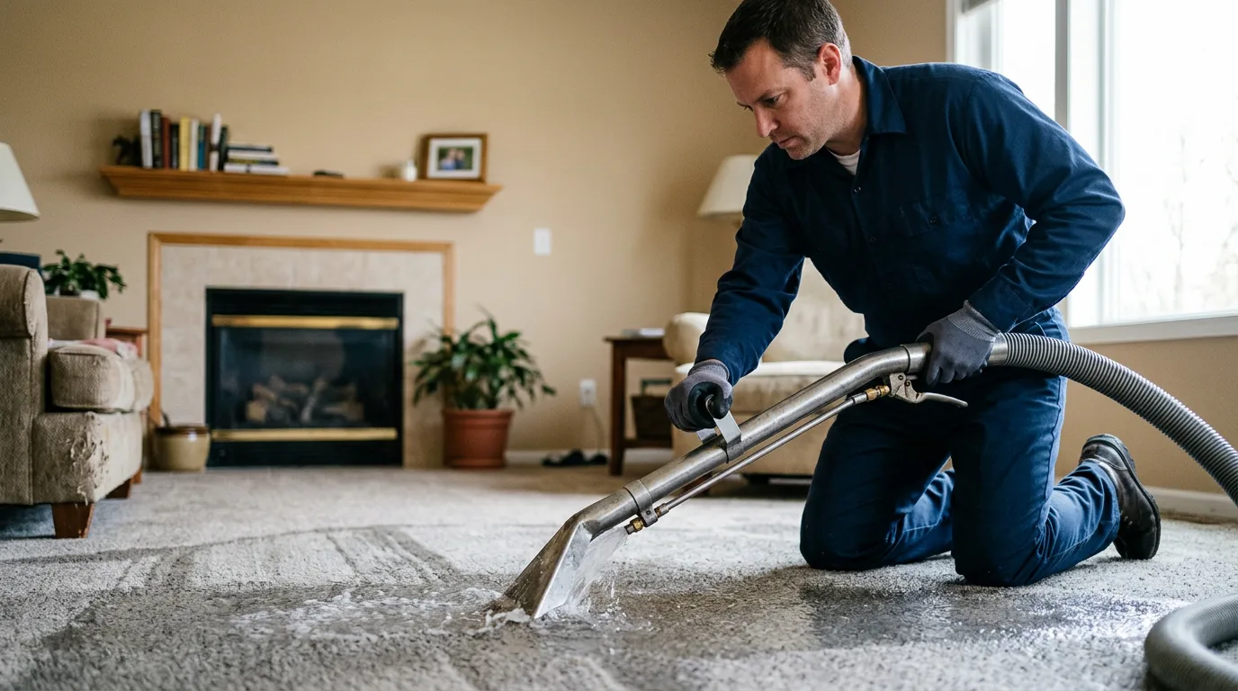 Water damage restoration technician working near Plainfield, VT